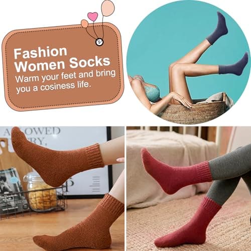 MOSOTECH Thermal Socks for Women, 5 Pairs Thick Warm Ladies Winter Socks — view 3