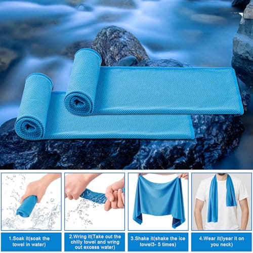 CADONO 4 Pack Microfiber Cooling Towels (40"x12") - Stay Cool & Dry During Yoga, Sports, Gym, Camping & More. Instant Cooling for Neck & Face, Quick-Drying & Sweat Absorbent — view 2