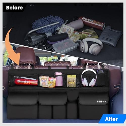 Einesin Car Boot Organiser - Super Capacity Enlarged 9 Pockets, Multi-Pocket Children's Travel Storage with Enhanced Magic-Stick, Car Boot Bag — view 3