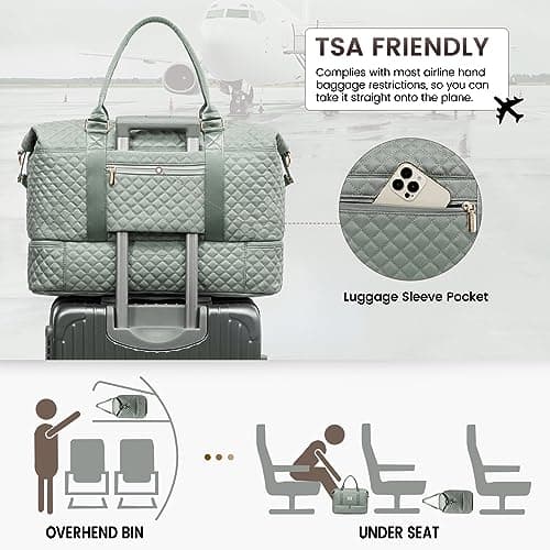 LOVEVOOK Travel Bags for Women, Large Weekend Overnight Holdall Duffel Bag with Shoe Compartment, Hospital Maternity Bag with Toiletry Bag Waterproof Cabin Carry on Hand Luggage Bag for Travel Sports — view 4