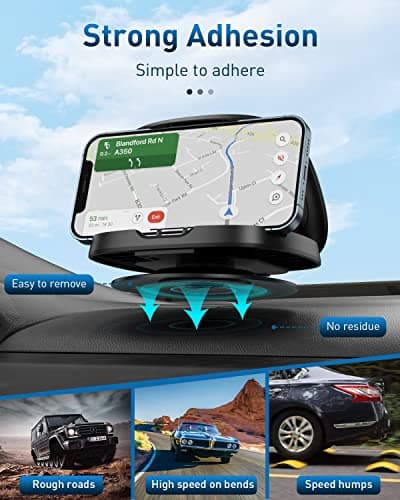 JOYEKY Car Phone Holder for Dashboard, 360° Rotatable Horizontal & Vertical Viewing Car Phone Mount，Washable Reusable Mobile Phone Holder, for iPhone Samsung Android Smartphones (Black) — view 3
