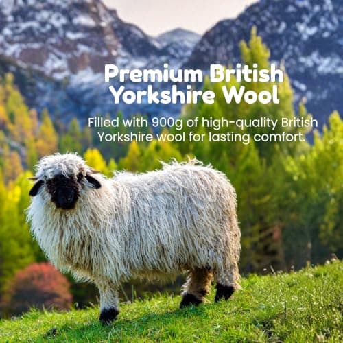 Lister Cartwright Wool Pillow Premium Firmness 100% Cotton Cover British Yorkshire Wool Natural Supportive British Regulates Body Temperature Standard UK Size Well sleep (1, White, 70 x 48 cm) — view 4