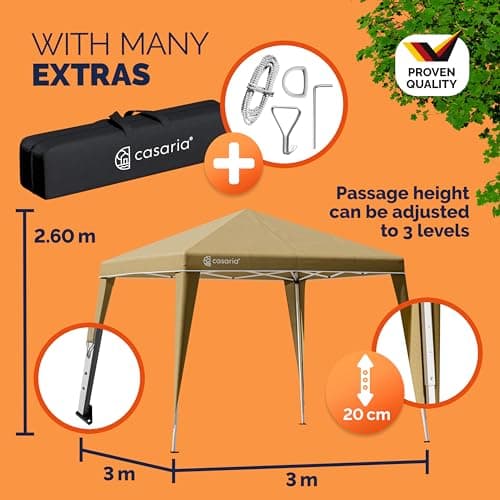 CASARIA Capri Cream 3x3 m Pop Up Gazebo UV 50+ Waterproof with Carry Bag — view 6