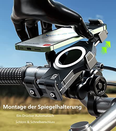 Kewig Anti-theft motorcycle mobile phone holder made of aluminium alloy with vibration damper, one-push automatic lock and quick release — view 6