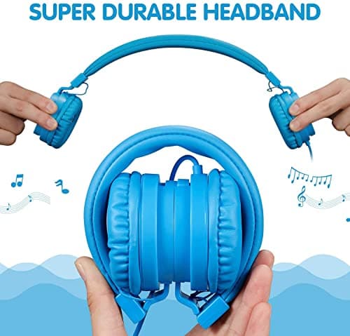 ONTA Foldable Headphone,On-Ear Audio Adjustable Lightweight Headphone for Cellphones Smartphones Iphone Laptop Computer Mp3/4 Earphones(Blue) — view 4