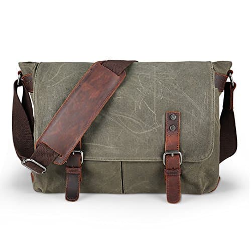 AIZBO Waterproof Messenger Bag Mens, Man Bags Cross Body Canvs Shoulder Bag Satchel Bag Laptop Bag for 15 Inches, Large Size (Army Green) — view 6
