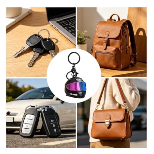 LED Keychain,Mini Motorcycle Helmet Charm with Light,Bag Backpack — view 3