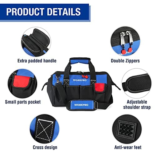 WORKPRO 14-inch Small Tool Bag 35x19x22 CM — view 3