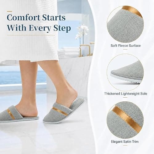 Defresit 10 Pairs Hotel Slippers, Spa Slippers Reusable Travel Portable — view 4