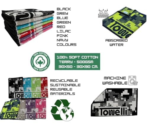 JWL Cotton Sports Towel, Quick Dry, Gym for Running, Travel, Beach, Swimming, Camping Hiking, Soft Absorbent Fitness (GREEN, 30X50CM, CAMO) — view 3
