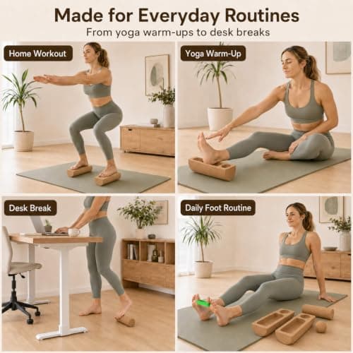 Craicidios Cork Balance Board for Feet with Foot Roller, Ball and Toe Bands — view 3