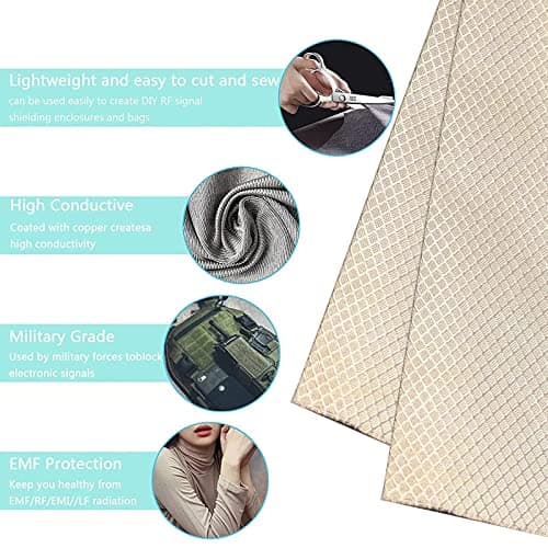 GORGECRAFT EMF Protection Fabric, EMI, RF & RFID Shielding Copper Fabric 57.09x39.37 inch Faraday Fabric Shielding Rating from 10khz to 30Ghz — view 4