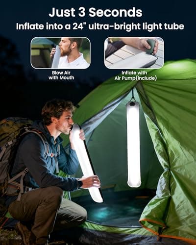 24" Inflatable Solar Camping Lantern IP66 TPU Emergency Hiking Light(Black) — view 5
