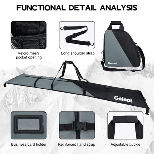 Goloni Ski Bag and Boot Bag Combo,Ski Bags for Air Travel,Water- resistant Snowboard Bag Fits for Skis Up to 180 CM and Boots Up To Size US13 — view 3