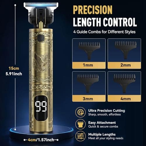 Solati Beard Trimmer for Men, Professional Hair Clippers & Electric Shaver Grooming Kit, Precision T-Blade Cordless Hair Trimmer with LCD Display Mens Gifts — view 4