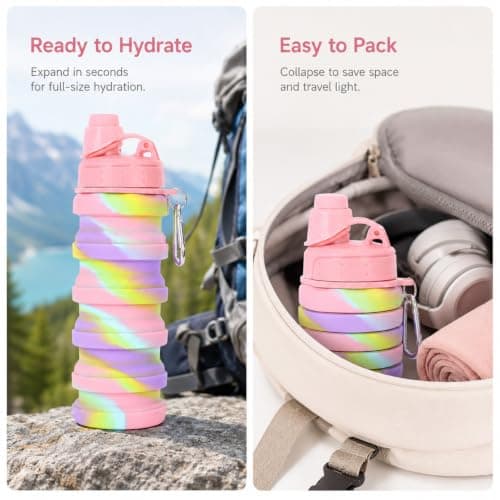 dkjfei 2 Pcs Collapsible Water Bottle, 500ml Water Bottles Silicone — view 5