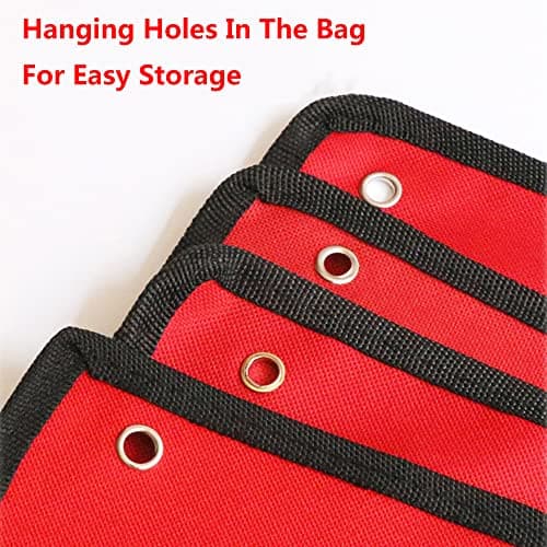 Roll Up Tool Bag Multi-Pocket Travel Wrench Roll Up Pouch Multi-Purpose Oxford Cloth Tool Roll Organize for Spanner Plier 8 Pockets Red — view 3