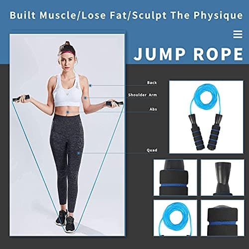 AERLANG 7-IN-1 Ab Roller Wheel Set With, 2 Push-up Bars, Resistance Band, Skipping Rope, Hand Grip And Knee Pad, Fitness Workout At Home Gym, Multi-functional Sports Equipment Father's Day Gifts — view 6