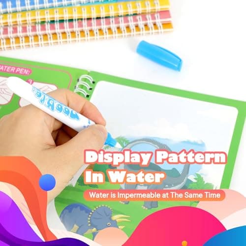 5 Pack Reusable Water Coloring Book for Toddlers, Water Doodle Book Toys, Paint with Water Books,Mess-Free Coloring Book, Portable Educational Doodle Drawing Toy, Educational Learning Kits Gifts — view 3