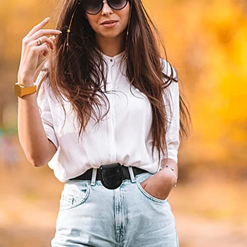 UKCOCO Pocket Watch Leather Belt Bag Bamboo Pattern Portable Waist Bag Small Fanny Pack for Everyday Use Included — view 3