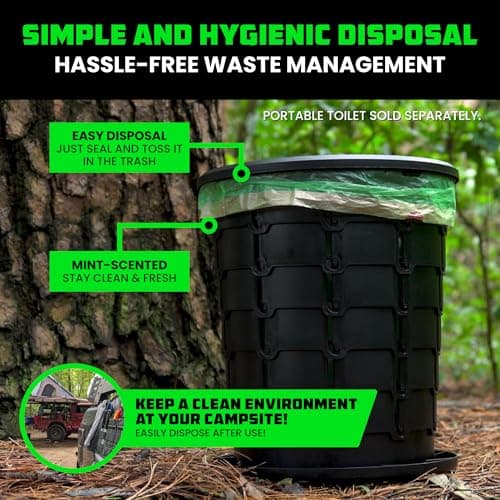 Rhino USA Scented Portable Toilet Bags (2 Rolls) Camping Toilet Bags for Outdoor 19 Litres Potty/Bucket - Replacement Poop/Waste Bag with Mint Scent for Outdoor Porta Potty — view 4