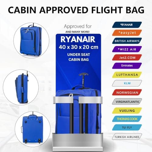 Ryanair 40x30x20 Carry on Suitcase Approved Underseat Cabin Bag Case Lightweight Hand Luggage 1.2g 24L — view 3