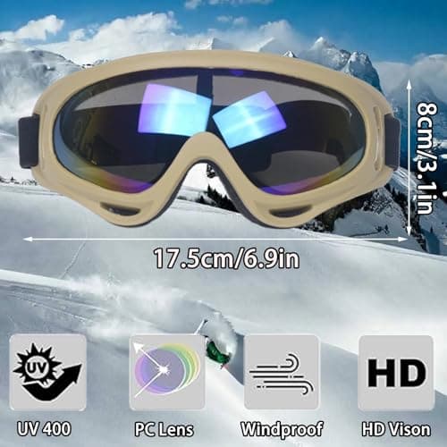 QHNTXQD Ski Goggles Snowboard Goggles, UV Protection Windproof Dustproof Anti-Scratch Winter Snow Sports Goggles for Men Women Youth (Coffee) — view 2