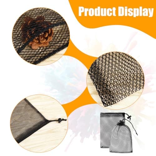 10PCS Compact Black Nylon Mesh Pouches with Drawstrings – 15x20cm Mini Travel Organizers, Breathable Storage Sacks for Essentials — view 3
