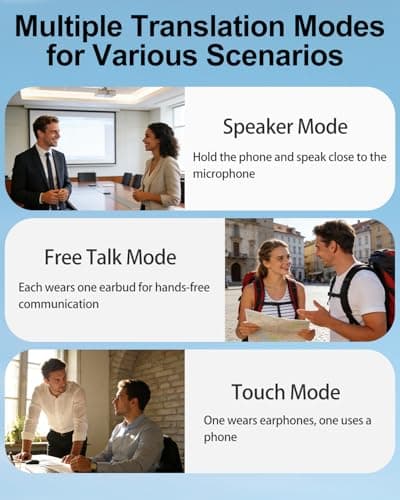Aikids AI Translation Earbuds Real Time, Support 158 Language Translator Earbuds with LCD Touch Screen, Audifonos Traductores Inglés Español, Translate Ear Buds for Travel Business Study, Black Orange — view 5