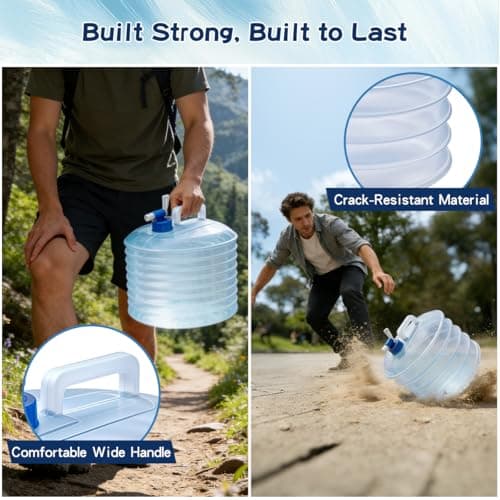 qoqidun Water Container 3L 5L 10L 15L, Collapsible Water Container Water Carrier with Tap, Portable Large Water Storage Container for Camping Sports Outdoor Hiking Use, BPA Free and Stable 3L — view 4