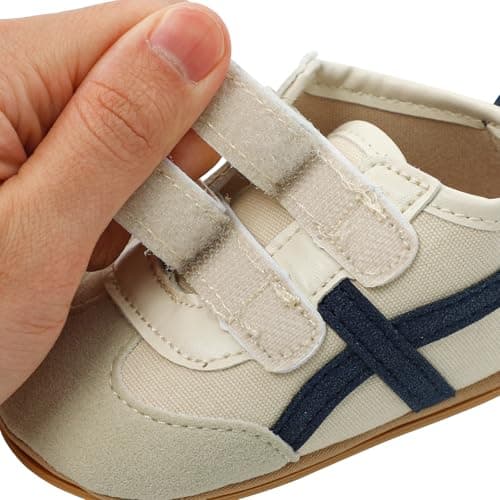 MASOCIO Baby Shoes Boys Girls First Walking Toddler Trainers Pre Walkers Prewalker Soft Sole Size 4 UK Child Infant 12-18 Months Beige — view 2