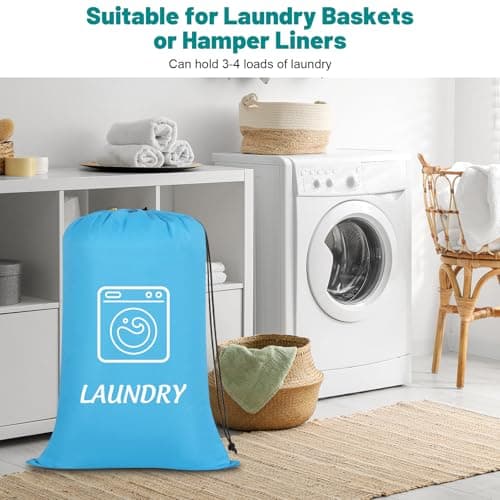 Dntorx 2 Pack Large Travel Laundry Bags 24 x 36 In, Drawstring, Blue + Grey — view 5