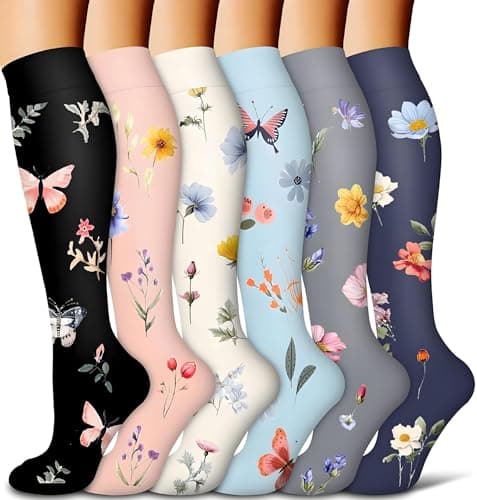 Compression Socks for Women and Men 15-20 mmHg 6 Pack Compression Stockings Circulation-Best Support for Medical,Running,Nursing,Athletic (C-Assorted-6, Small-Medium)