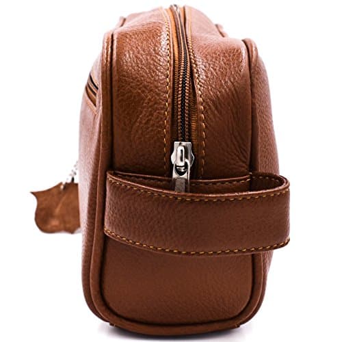 Parker Safety Razor S Handmade Saddle Leather Travel Toiletry Bag Dopp Kit for Men Brown — view 3