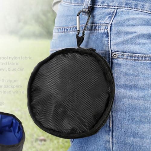 Portable Folding PET Double Bowls with Carabiner, Nylon Travel — view 2