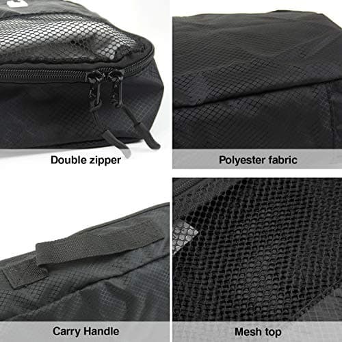 ANSIO Packing Cubes for Suitcase, 6Piece Travel Luggage Organiser Set,Black — view 5