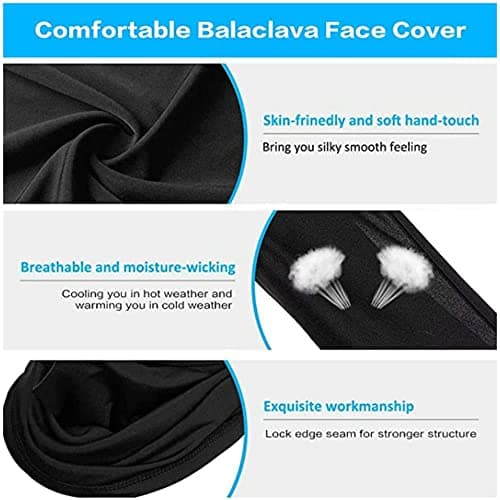 UK-UNIQUE Breathable Lightweight Balaclava Ski Face Mask, Motorcycle Cycling Neck Warmer for Helmet, UV Protector Scarf Unisex Men/Women/Kids/Boys/Girls (Black, 1) — view 4