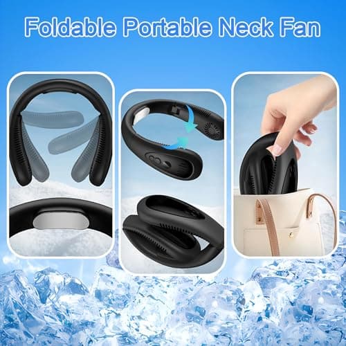 Neck Air Conditioner, Neck Fans Rechargeable with Semiconductor Cooling Airflow, Portable Neck Fan with 5000mAh Battery, 3 Speeds, LED Display, Foldable Neck Fan for Outdoor Travel & Indoor Use — view 6