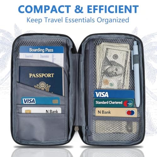 FitDA Passport Holder Travel Wallet, Large Capacity Document Holder — view 3
