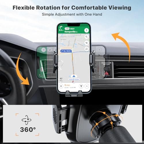 Miracase Car Phone Holder, Stable Double Steel-Hook Air Vent Car Phone Mount Cradle 360°Rotation, One Button Release Mobile Phone Holder for iPhone, Galaxy, All 4.0''-7'' Smartphones — view 4