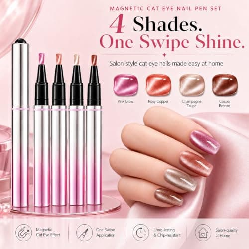 7 in 1 Cat Eye Gel Nail Polish Pens, 4PCS Magnetic One Step Nail Polish — view 6