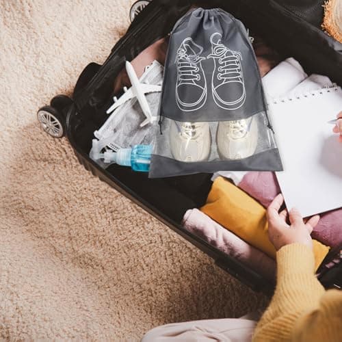 5pcs Travel Shoe Storage Bags with Window, Medium Grey — view 4