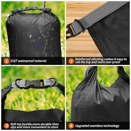 ioutdoor Dry Bag Set,2L/5L/10L/20L Waterproof Dry Sacks (Black 5L+5L) — view 3
