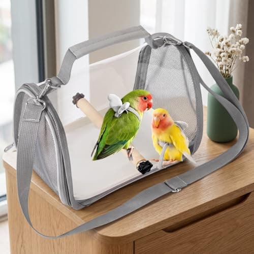 Bird Travel Carrier 26cm Plastic Portable Cage with Perch and Tray — view 5