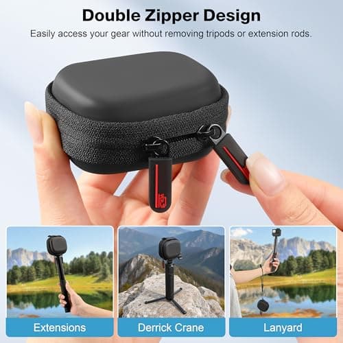 Carrying Case for gopro Lit Hero/Hero Accessories Hard Shell PU Cover Protection Storage MINI Bag Travel Portable Cases with Carabiner Action Camera — view 5