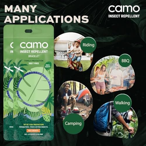Camo Insect Repellent Anti Insect Bands, 12 Leather Adjustable Bracelets, Superior Strength UK Made Formulation, 250 Hrs of Natural Protection, Deet Free — view 5