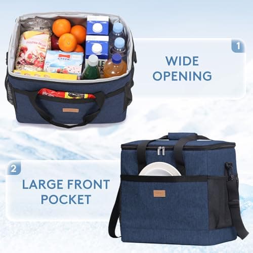 Lifewit Cooler Bag 60 Cans Collapsible and Insulated Large Lunch Bag Leakproof Soft Cooler Portable for Camping/BBQ/Family Outdoor Activities, Dark Blue — view 5