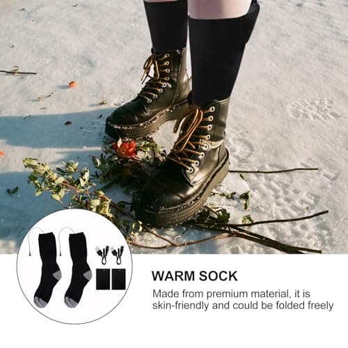 VILLCASE USB Heated Thermal Socks for Winter Travel, Portable Skin-Friendly Polyester Warm Feet Socks with 50℃ Heating Temperature, Electric Foot Warmer for Outdoor Use — view 3