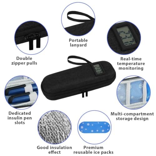 AOOWU Insulin Cooler Travel Case with Temperature Display, TSA Approved — view 4