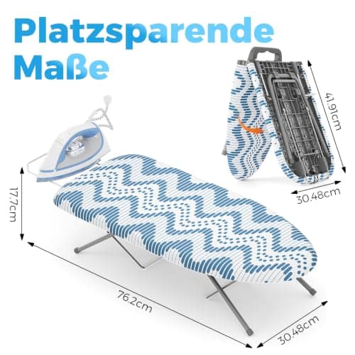 KINGRACK Foldable Small Ironing Board with Iron Rest, 30×76 cm,Blue — view 2